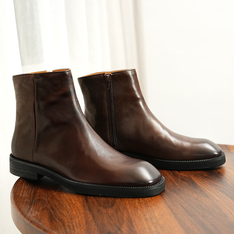 Men's Rider Winter Square Toe Business High Top Ankle Side Boots