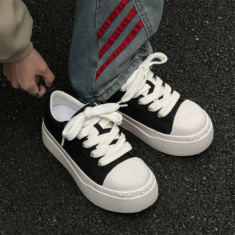 Head Black White Boys Niche Platform Sneakers