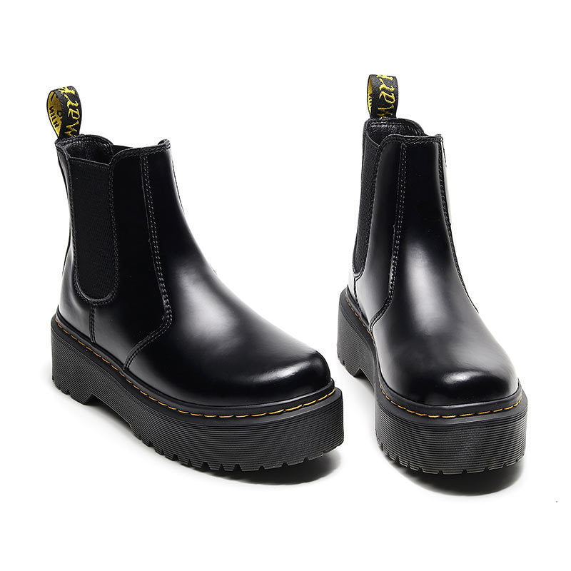 Women's Chelsea Platform Martin British Short Slip-on Boots