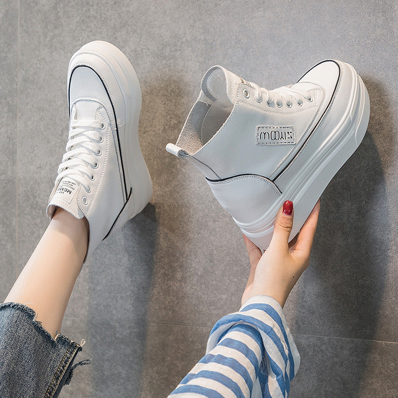 Women's Spring Height Increasing Leisure Platform White Women's Sports Shoes