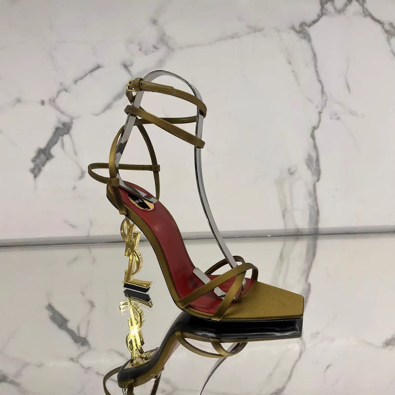 Women's Letter Elegant Cross Open Toe Stilettos Sexy Sandals