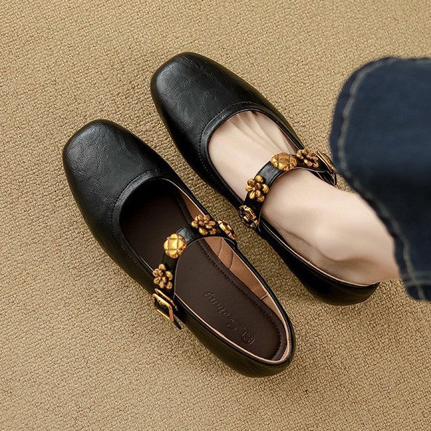 Female Buckle Flat Evening Wind Gentle Women's Shoes