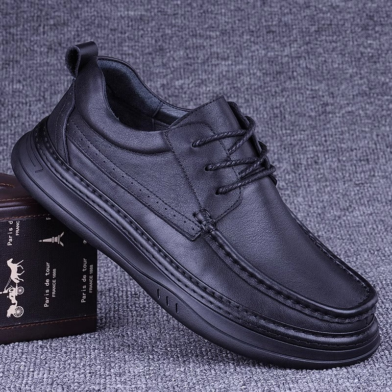 Men's Genuine First Layer Cowhide Solid Platform Plus Veet Stitching Men's Casual Leather Shoes