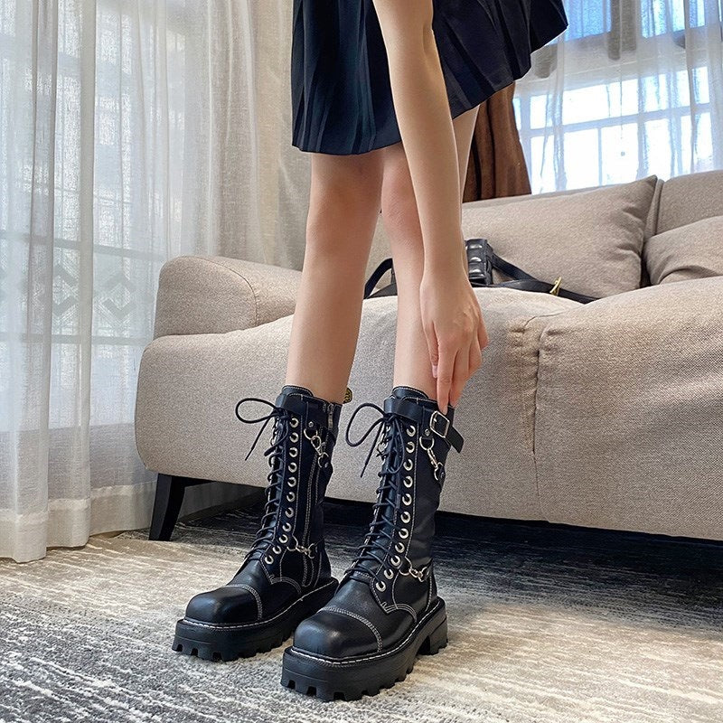 British Style Thick Bottom Height Increasing Boots
