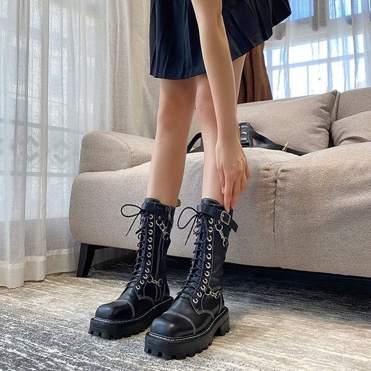 British Style Thick Bottom Height Increasing Boots