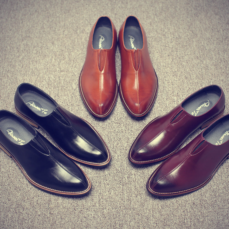 Men's Wear Pointed Fashionable Versatile Korean Style British Leather Shoes