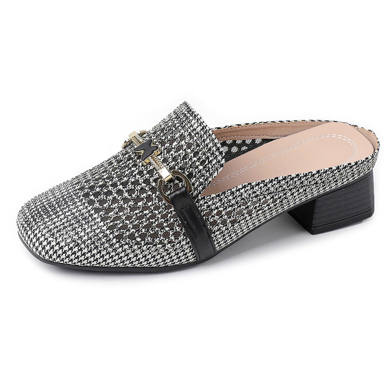 Outdoor Flat Fashion Korean Style Rhinestone Hollowed Toe Box Sandals