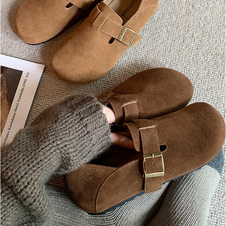 Women's Full Cowhide Retro With Two-step For Casual Shoes
