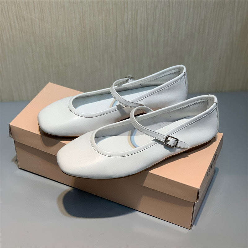 Women's Mary Jane Ballerina Flats Buckle Shallow Mouth Women's Shoes