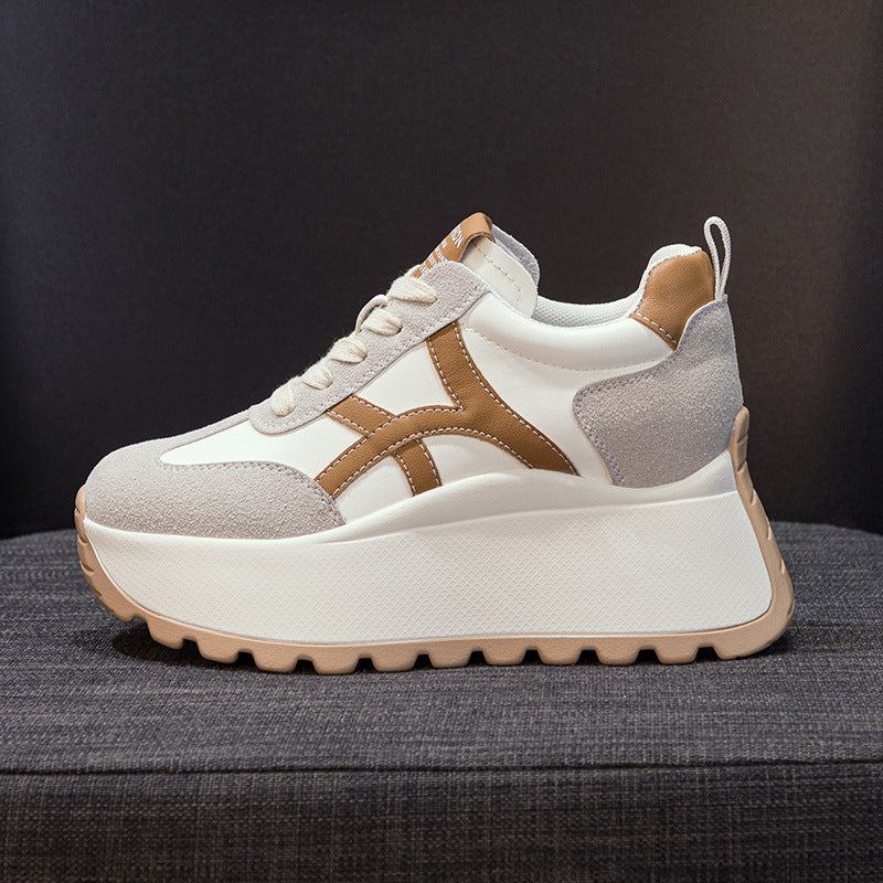 Women's Platform Height Increasing Insole Korean Style Round Women's Casual Shoes