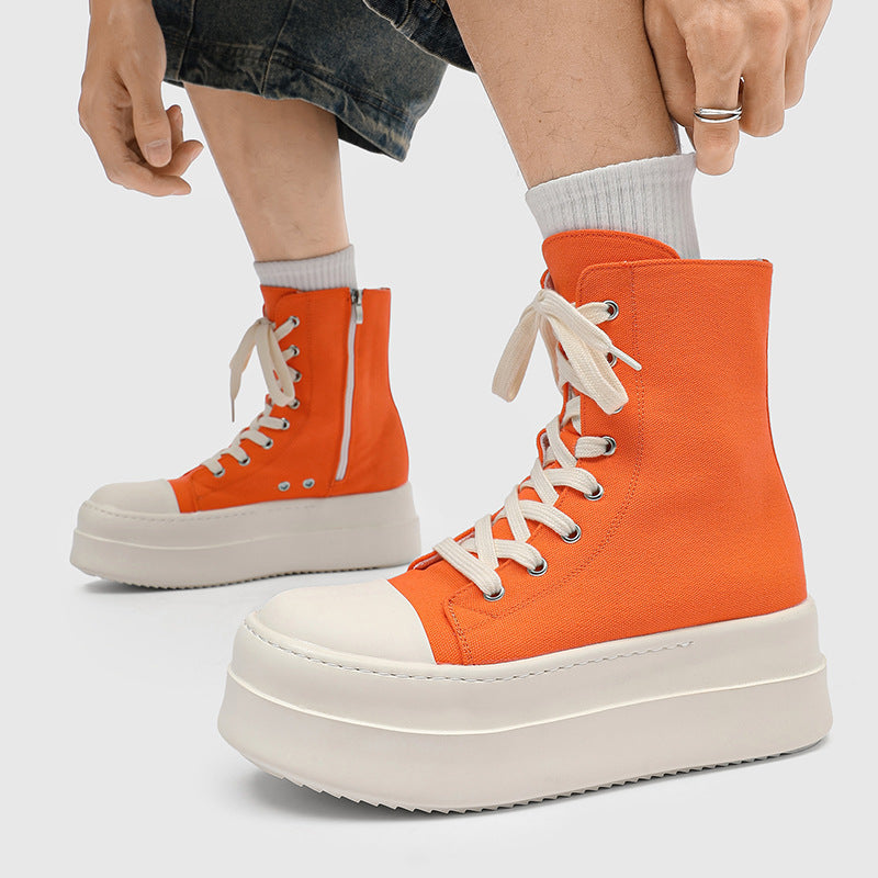 Women's & Men's American High-grade Side Zipper Increased Lovers Sneakers