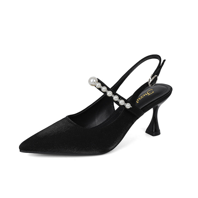 Women's Toe Pointed Stilettos Fashionable Elegant Satin Heels