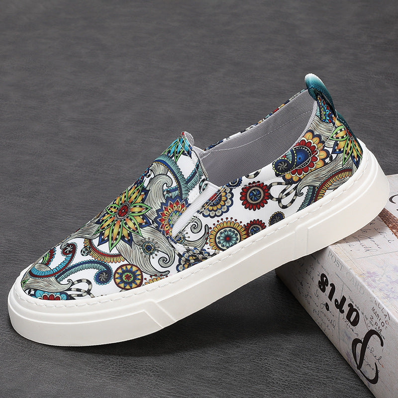 Men's British Style Breathable Cloth One Pedal Canvas Shoes