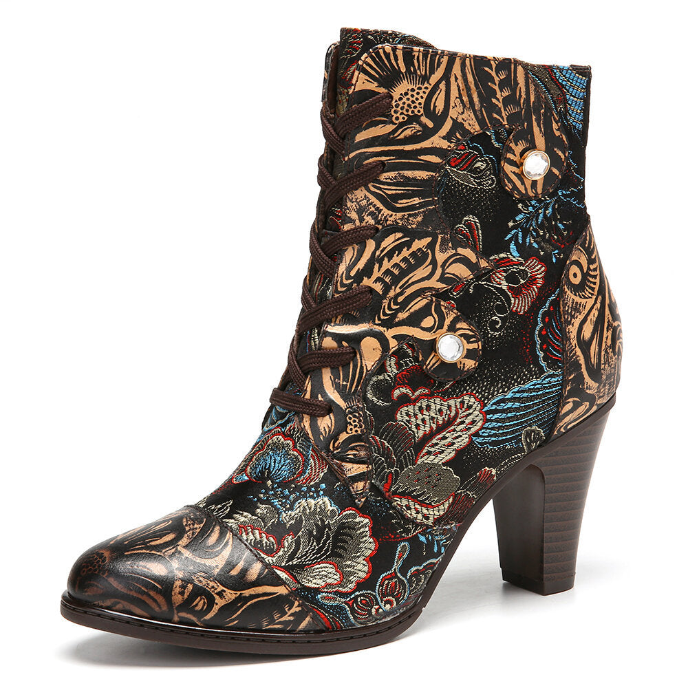 Women's Spring Viscose Pointed Low-cut Muffin Black Boots