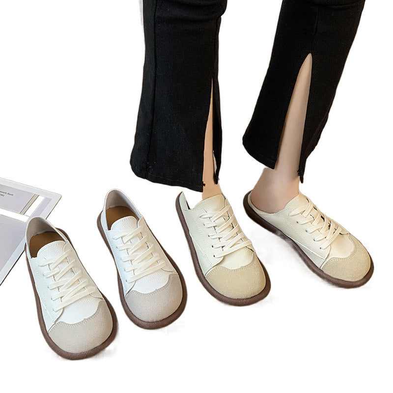 Women's Plus Size Real Pumps Flat Mori Style White Soft Women's Shoes