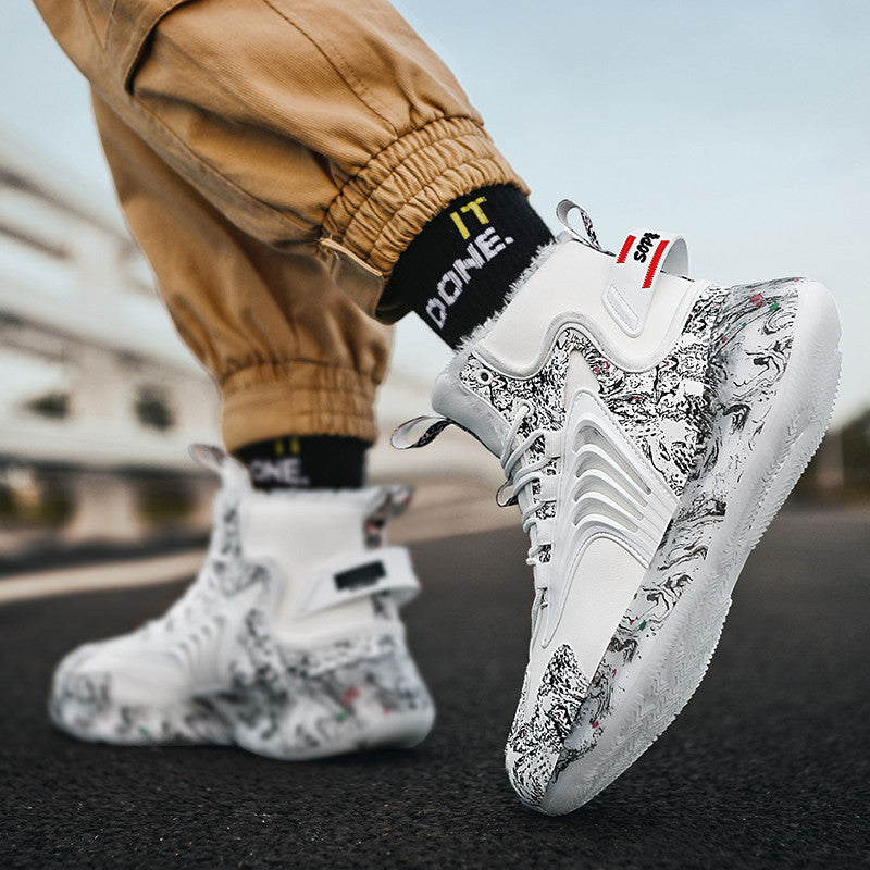 Men's Plus Size Winter Basketball Couple Running Popcorn Sneakers