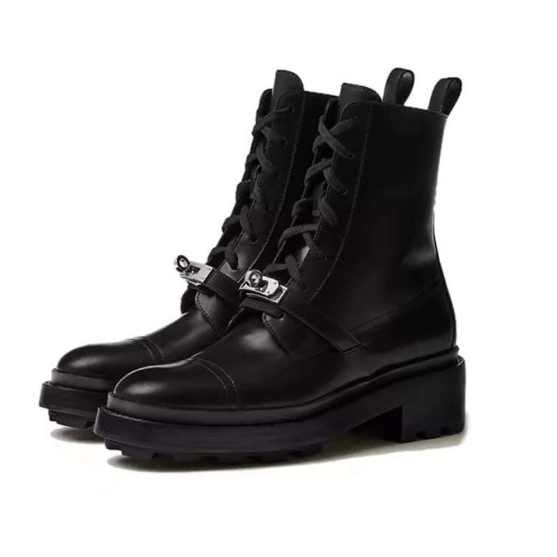 Women's Toe Sier Lock Chunky Martin Raise Boots
