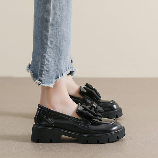Women's Platform Vintage Bow Soft Bottom Fairy Loafers