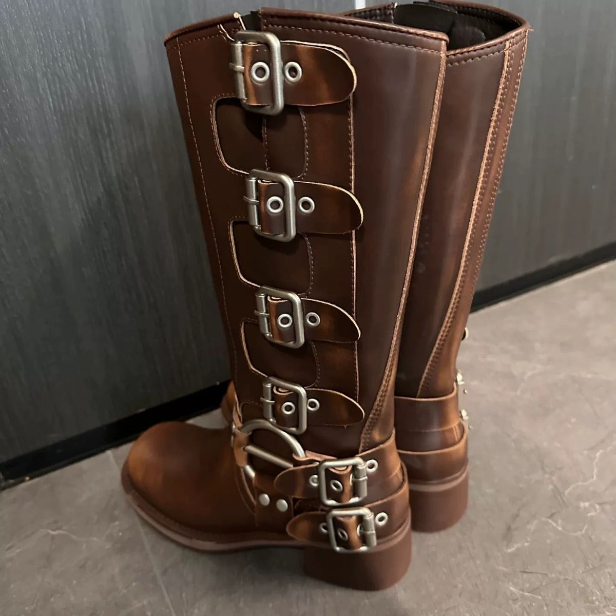 Buckle Chunky Martin Female Genuine Retro Below The Boots