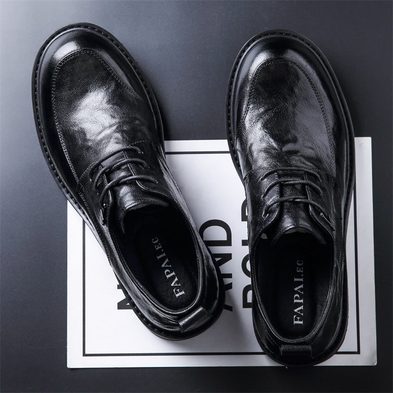 Men's Wear High-grade Authentic British Style Commuter Round Toe Leather Shoes