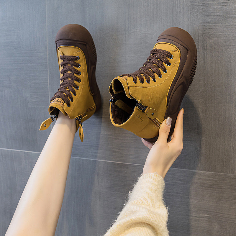 Women's Autumn Retro Lightweight Explosion Board Thick Bottom Height Increasing Insole Women's Casual Shoes