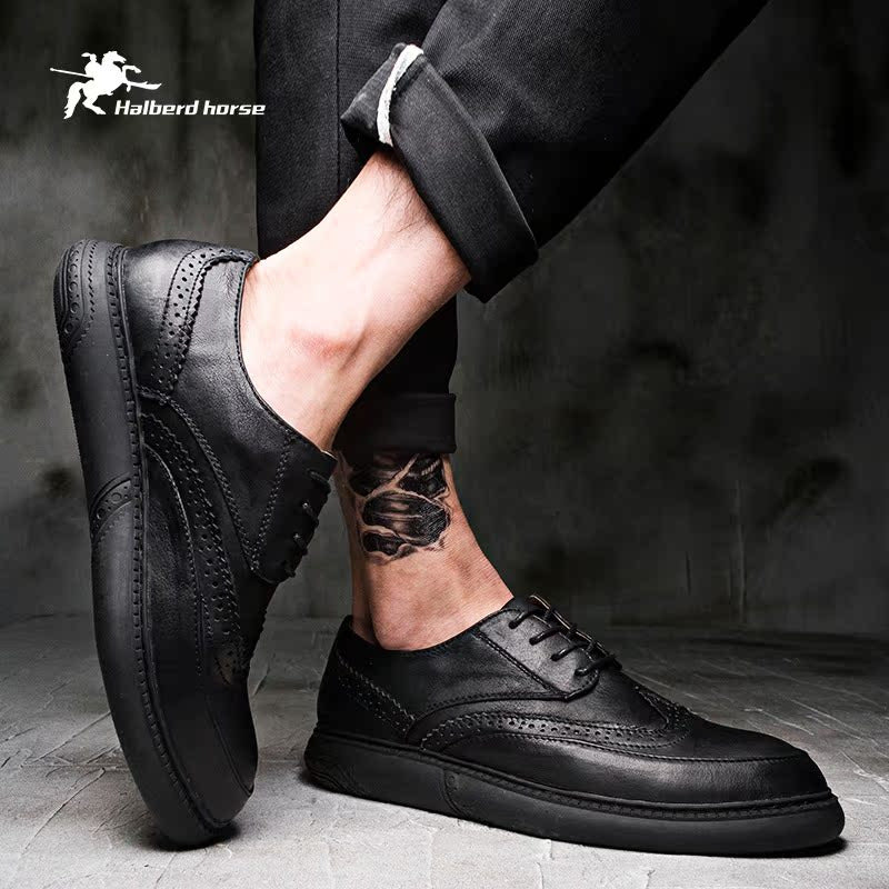 Men's Korean Genuine Style Retro Brogue British Men's Shoes