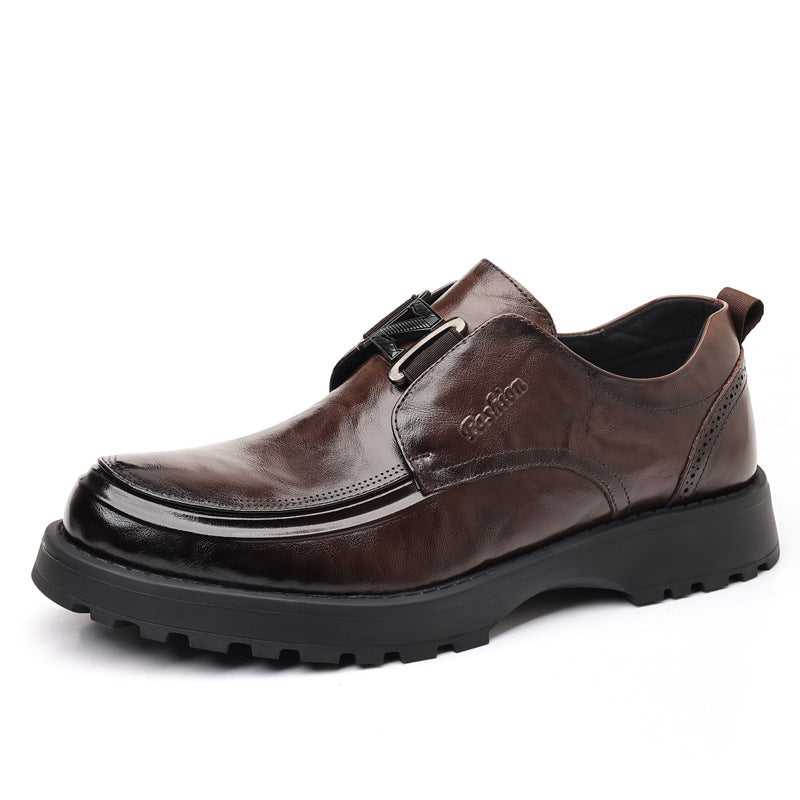 Men's Genuine Platform Fashion Slip-on Foam Soft Leather Shoes