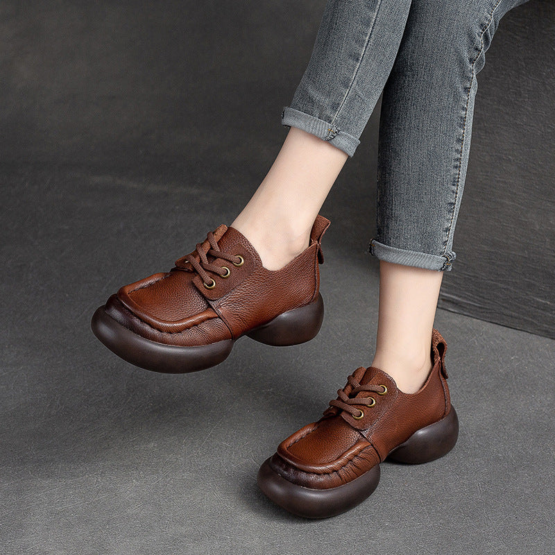 Women's Shu Autumn First Layer Cowhide Front Casual Shoes