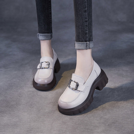 Women's Beautiful Natural Color Spring Genuine Retro Loafers