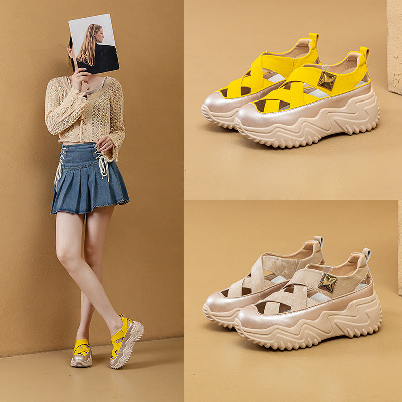 Women's Hollow Out Roman Platform Wedge Fashion Color Sandals