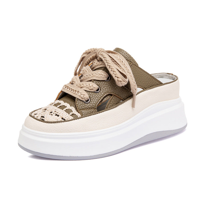 Women's Height Increasing Insole Thickness White Wedge Sandals