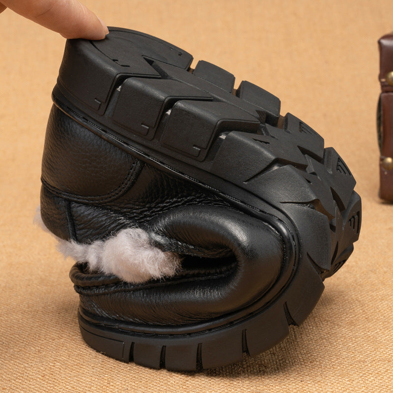 Men's Fleece-lined Warm Genuine Slip On Wool Men's Shoes