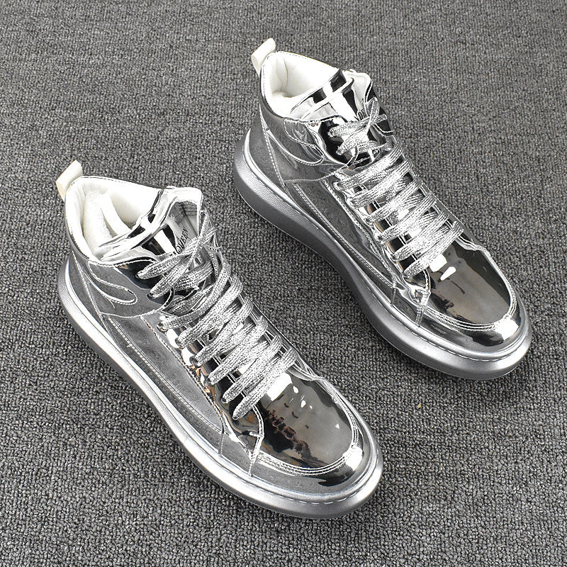 Men's Versatile Trendy White Korean Style Platform Height Casual Shoes