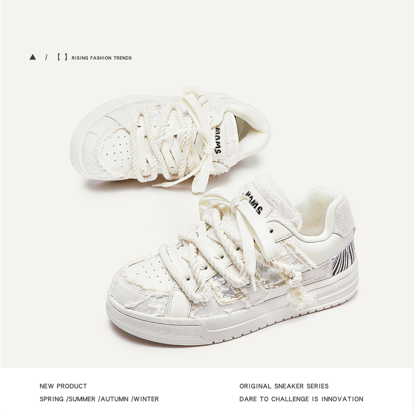 Women's & Men's Destroy Aesthetics Series White Bread Trendy Sneakers
