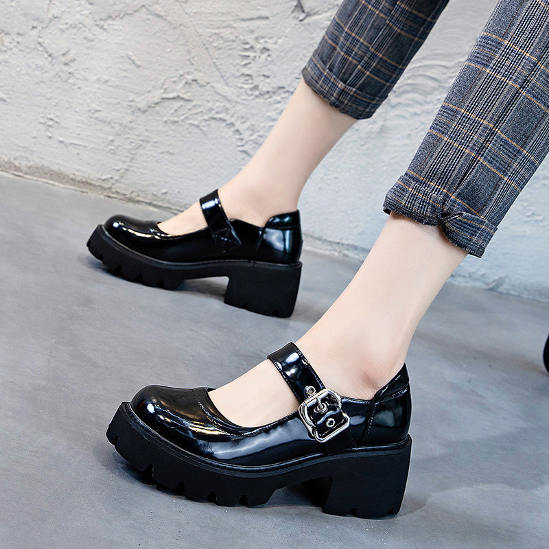 Women's Thick Bottom Low-cut Chunky Round Head Women's Shoes