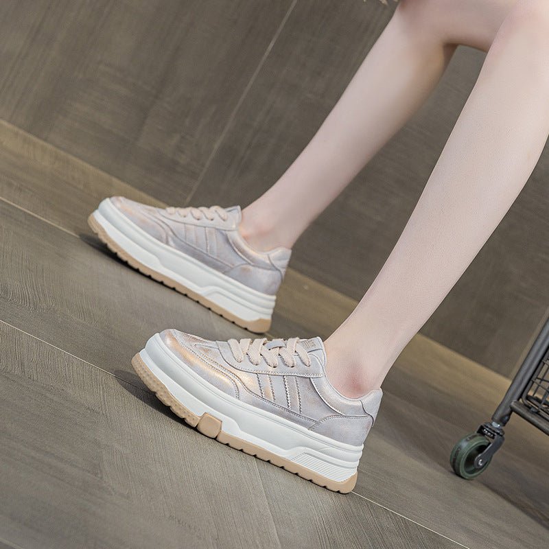 Women's White Spring Platform Fashion Versatile Stylish Casual Shoes