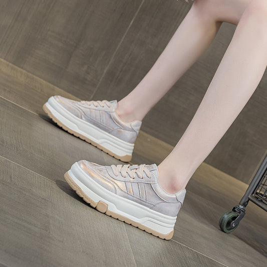 Women's White Spring Platform Fashion Versatile Stylish Casual Shoes