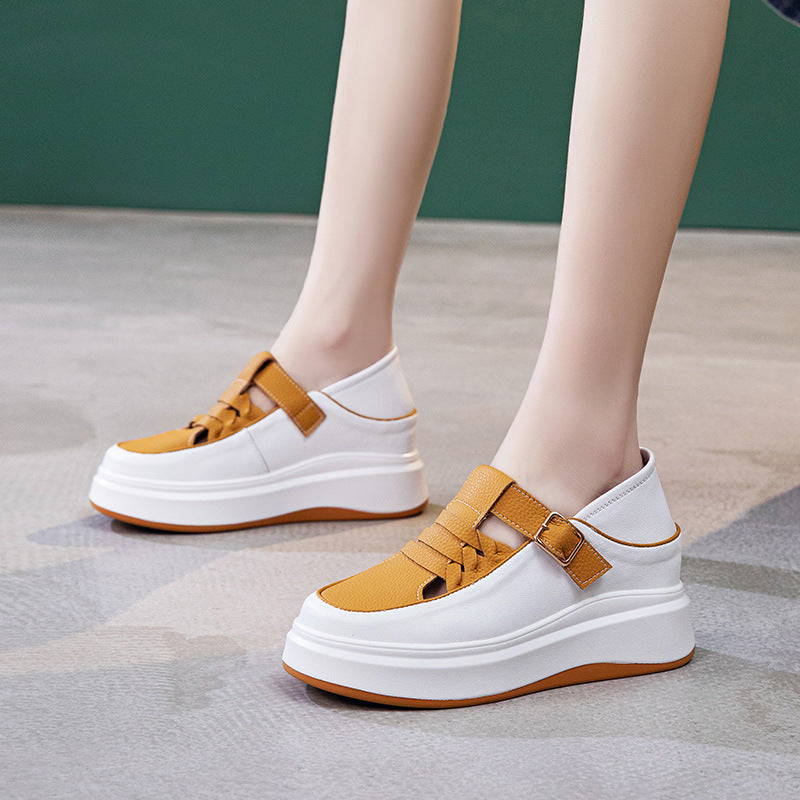 Women's Two-way White Height Increasing Insole Summer Half Board Sneakers