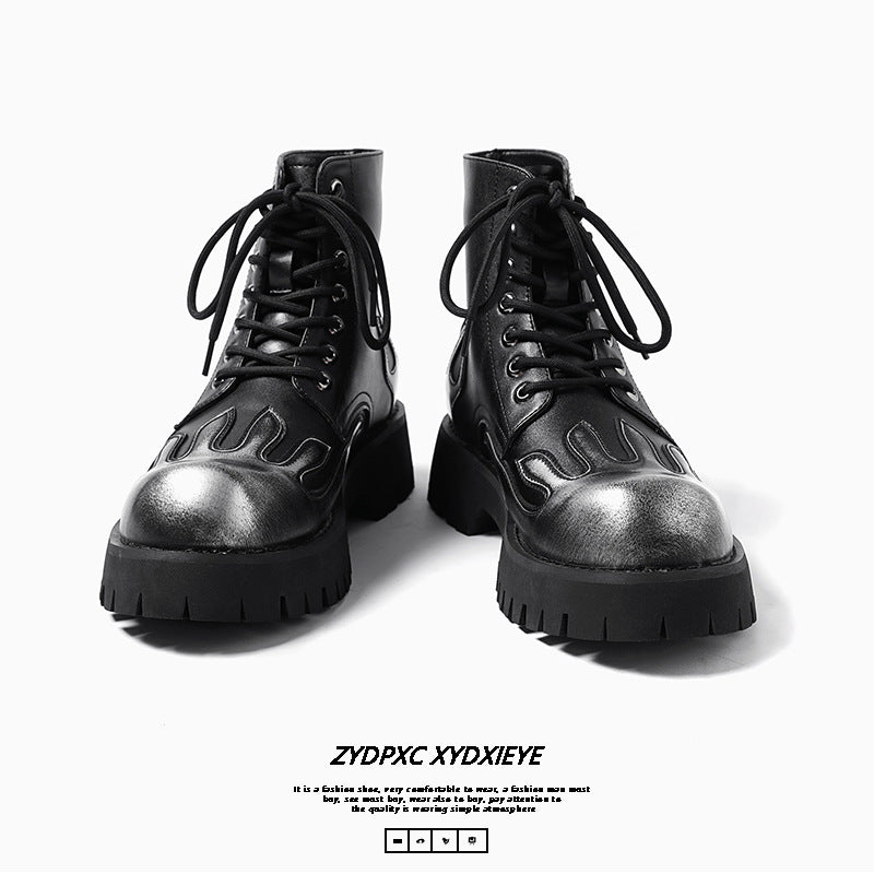 Men's Martin Thick-soled Ankle Niche Trendy Flame Boots