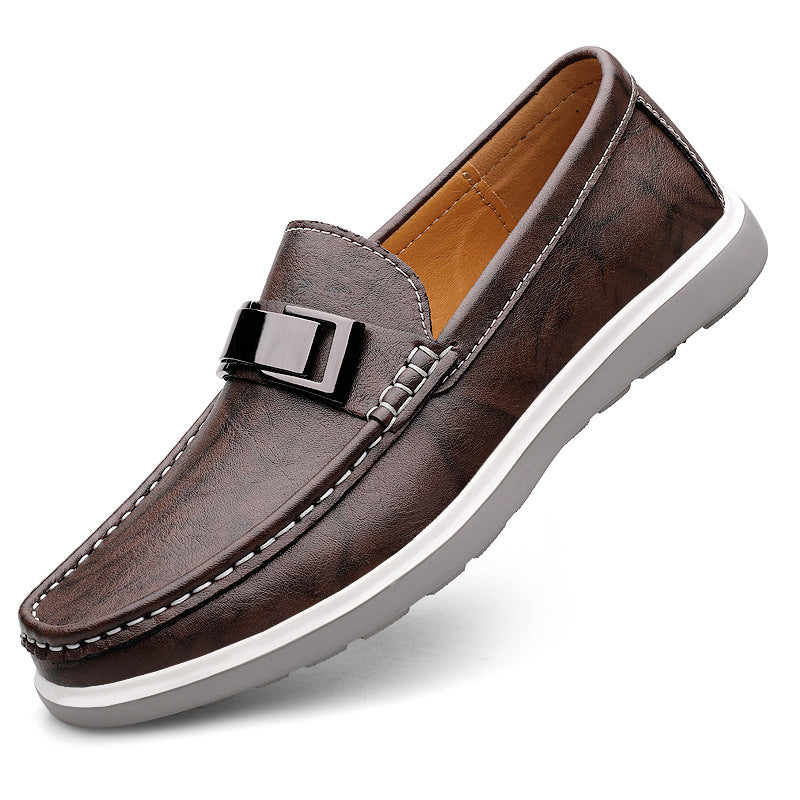 Men's Genuine Fashion Lightweight Wearable Trendy Slip Leather Shoes