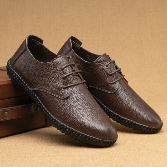 Men's Rubber Sole Full Grain Cow Flanging Soft Leather Shoes