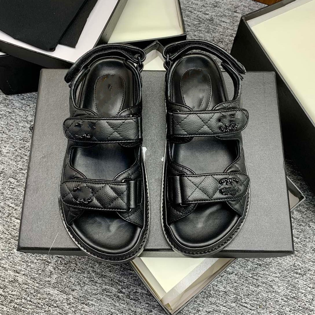 Women's Style Correct Logo Velcro Platform Retro Gel Beach Sandals