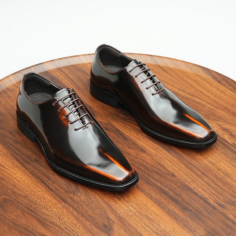 Men's Business Formal Wear One-piece Oxford British Square Leather Shoes