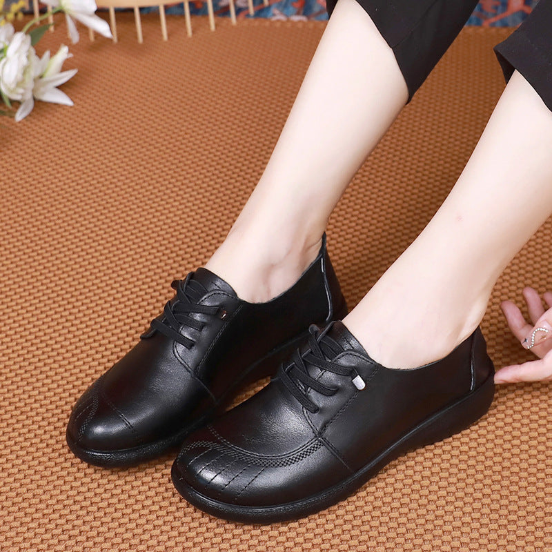 Women's Spring First Layer Cowhide Mom Soft Bottom Surface Casual Shoes