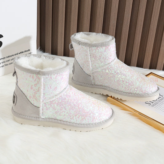 Women's Round Head Plus Veet Warm Short Fashionable Snow Boots