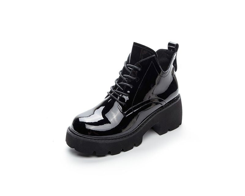 Women's Chunky Platform Height Increasing British Style Martin Versatile Boots