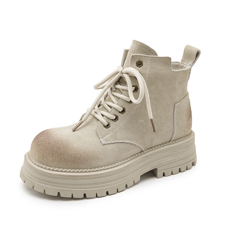 Women's Retro Western Cowboy Genuine Thick-soled British Boots