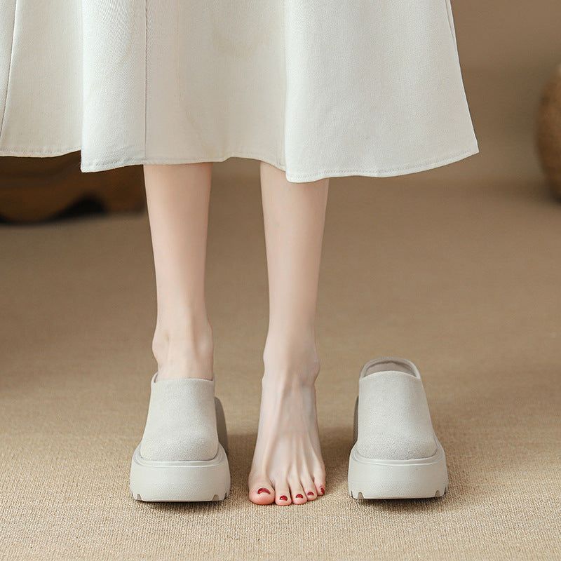 Women's Increasing Half Spring Platform Thick Bottom Small Closed Toe Slippers