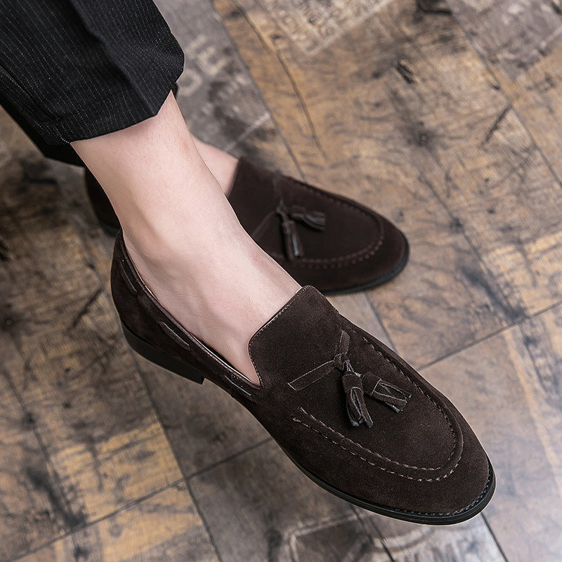 Men's Frosted Suede Club Hairdresser Height Increasing Insole Leather Shoes