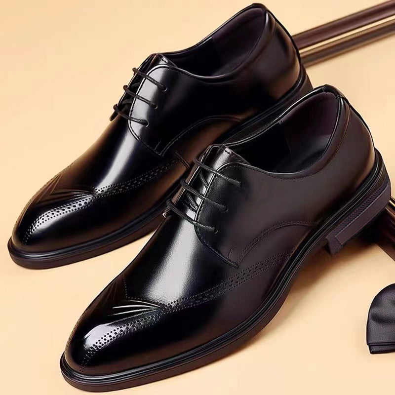 Men's Cowhide British Style Business Formal Wear Leather Shoes